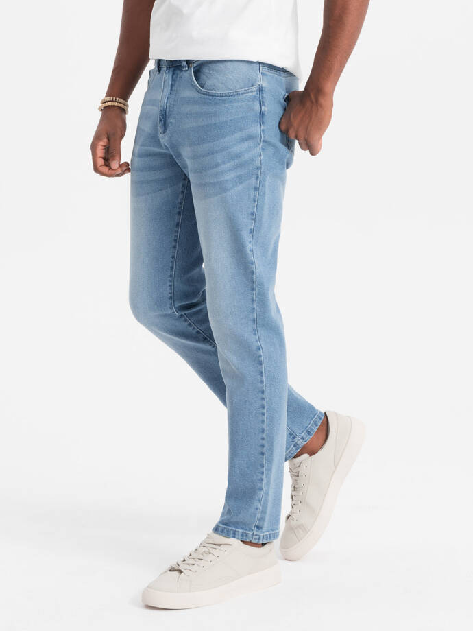 Spodnie męskie jeansowe SLIM FIT - jasnoniebieskie V2 OM-PADP-0110