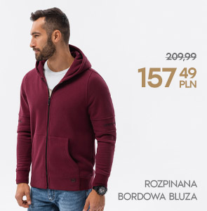 Rozpinana bordowa bluza -25%