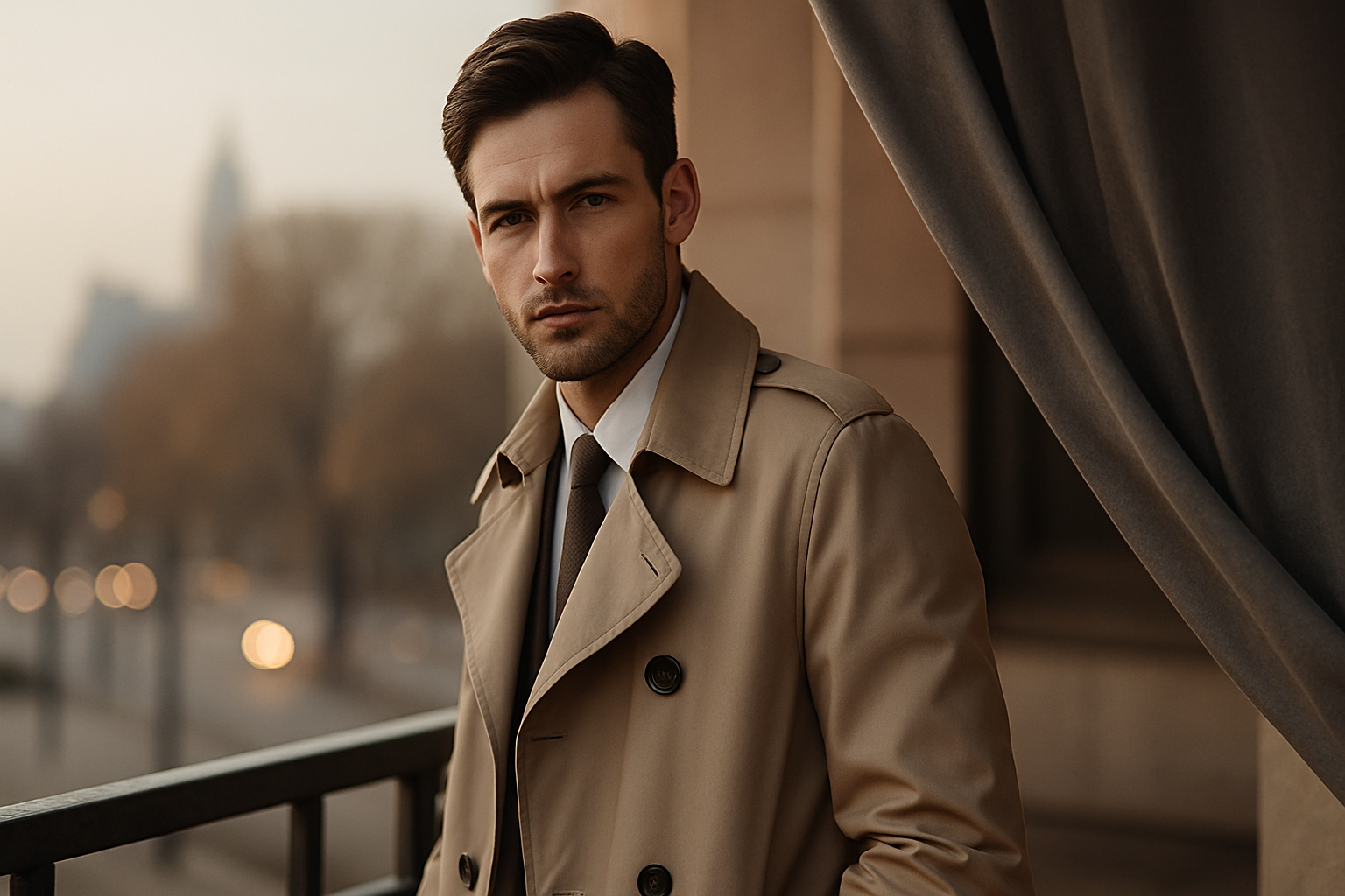 Model w stylowym trenczu