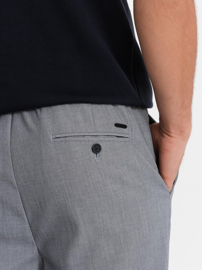 Spodnie męskie chino REGULAR FIT z gumką w pasie – szare V2 OM-PACP-0157