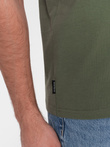 T-shirt męski klasyczny bawełniany BASIC - khaki V6 OM-TSBS-0146