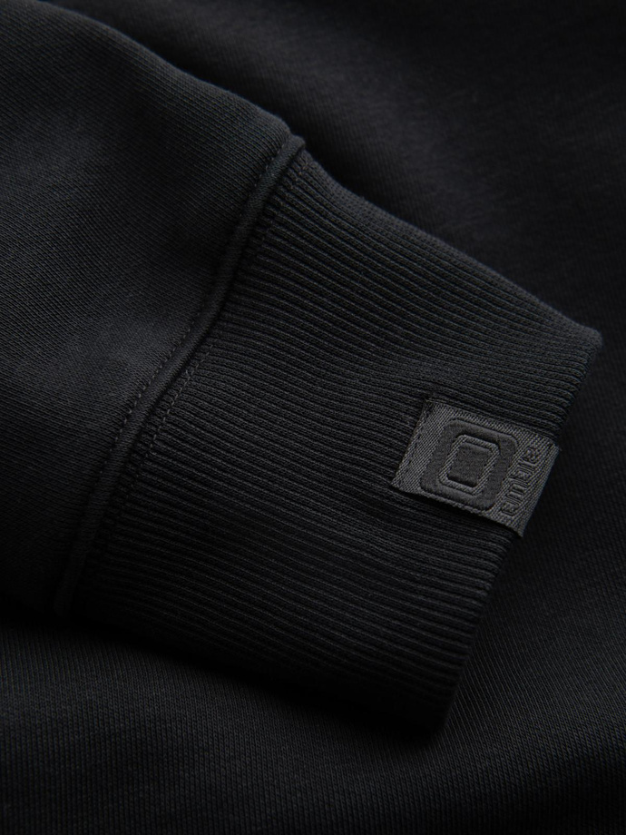 Męska bluza dresowa z kapturem i grafiką - czarna V3 B1714