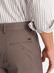 Jednolite spodnie męskie chino SLIM FIT – brązowe V1 OM-PACP-0183