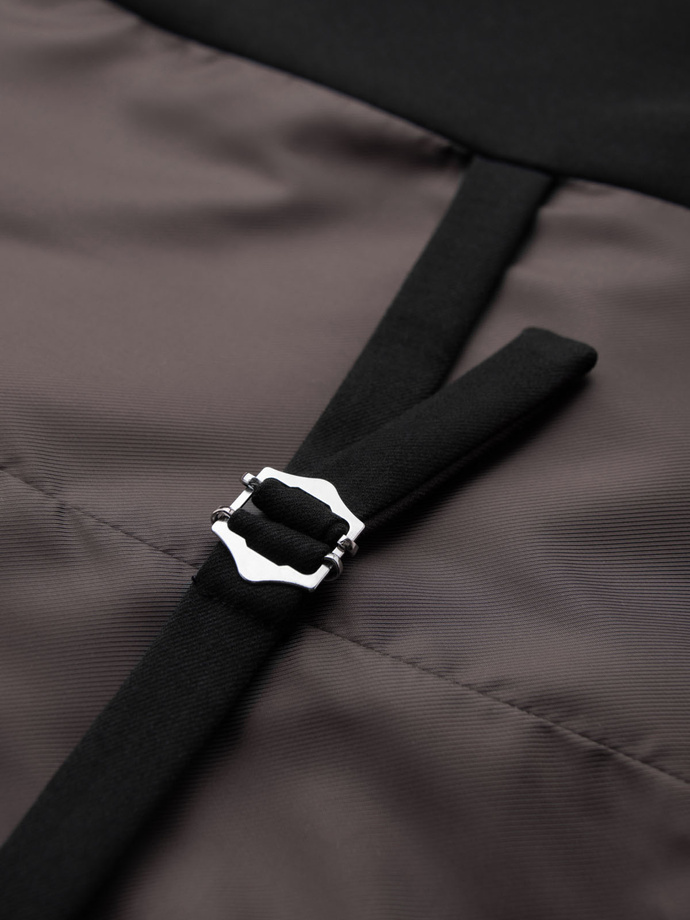 Męska kamizelka garniturowa z klasycznym detalem i podszewką – czarna V4 OM-BLZV-0142