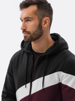 Bluza męska trzykolorowa rozpinana z kapturem - czarna V2 B1419