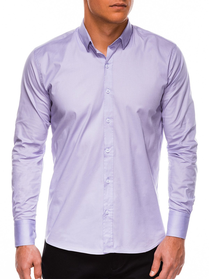Koszula męska z długim rękawem SLIM FIT - wrzosowa K504