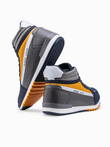 Buty męskie sneakersy za kostkę - granatowo-żółte V2 T394