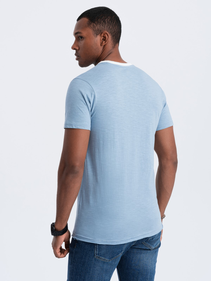 T-shirt męski bawełniany - błękitny V4 S1385