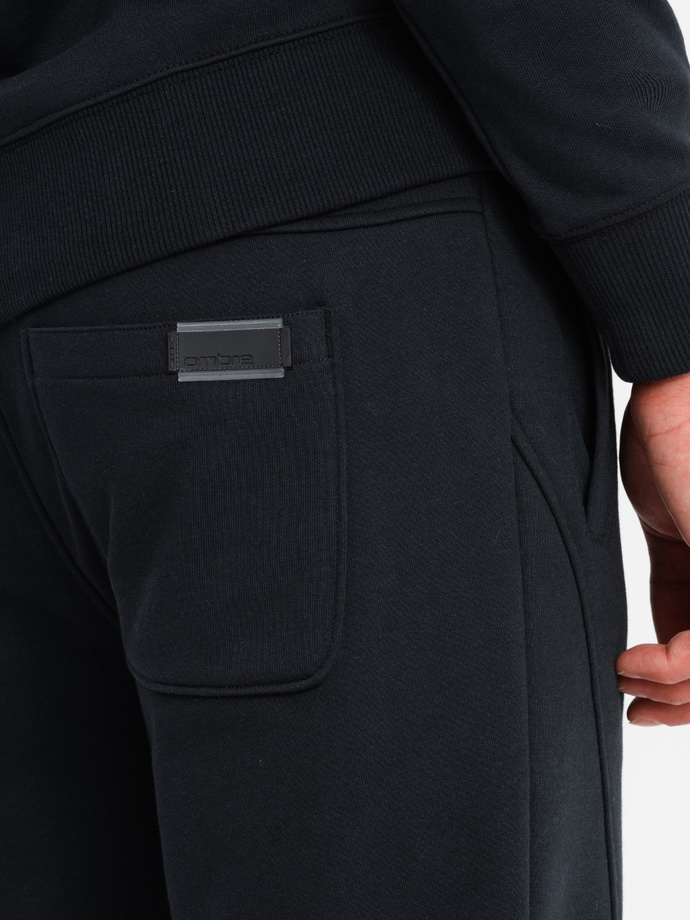 Bawełniany męski dresowy komplet BASIC bluza nierozpinana + joggery – czarny V9 Z84