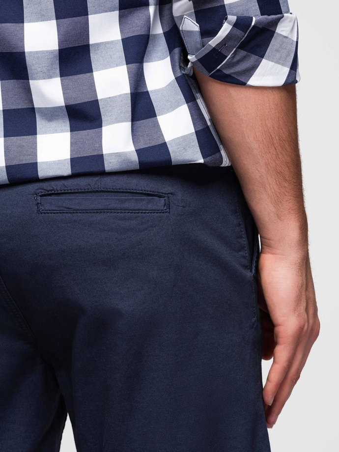 Męskie klasyczne szorty chino z podwiniętą nogawką - granatowe V10 OM-SRCS-0197