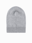 Zimowa czapka męska beanie z bawełnianej dzianiny – szary melanż V5 OM-ACWH-0124