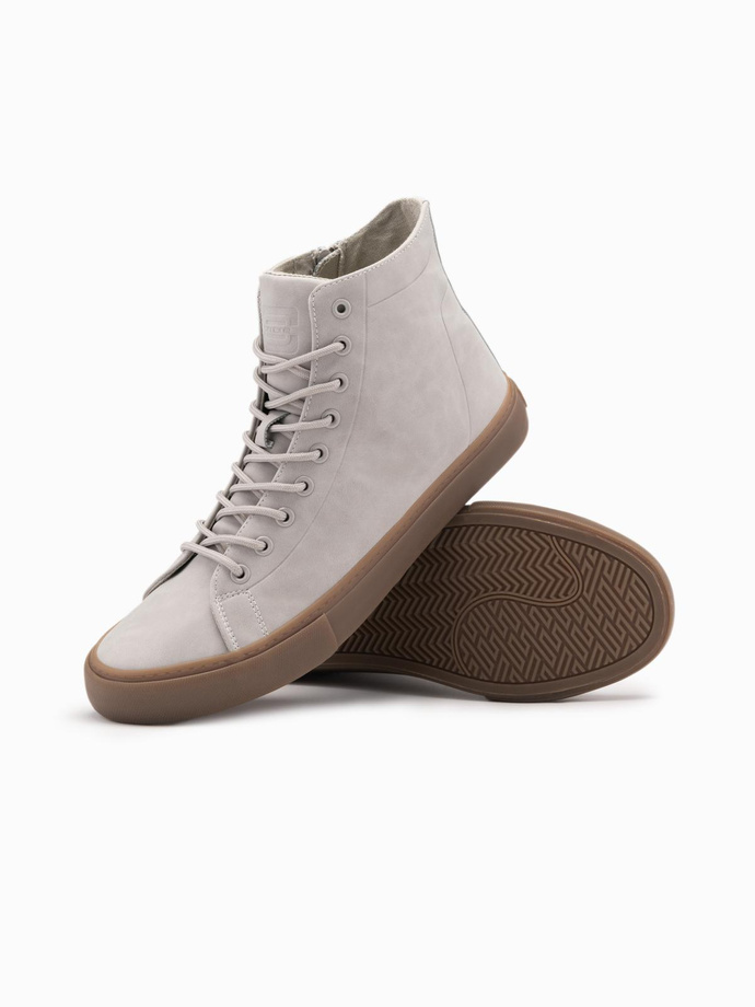 Męskie buty trampki za kostkę z gumową podeszwą – popielate V3 OM-FOTH-0187 