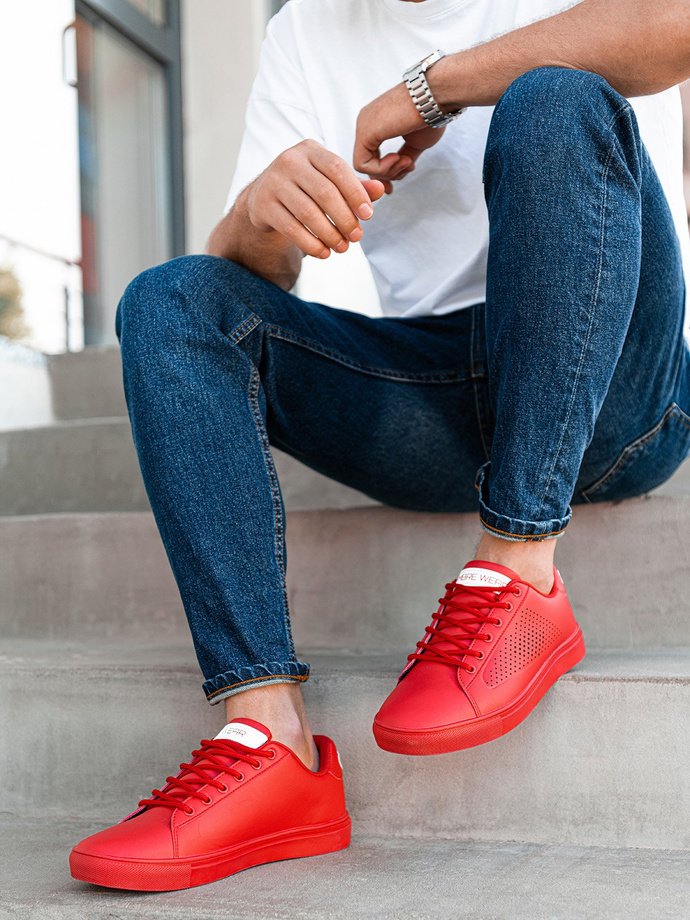 Klasyczne męskie buty sportowe - czerwone T383