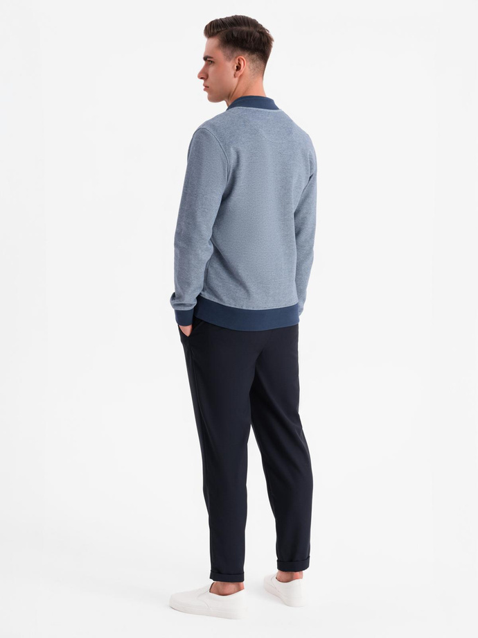 Bluza męska bomberka z dzianiny pique – granatowa V2 OM-SSZP-0238