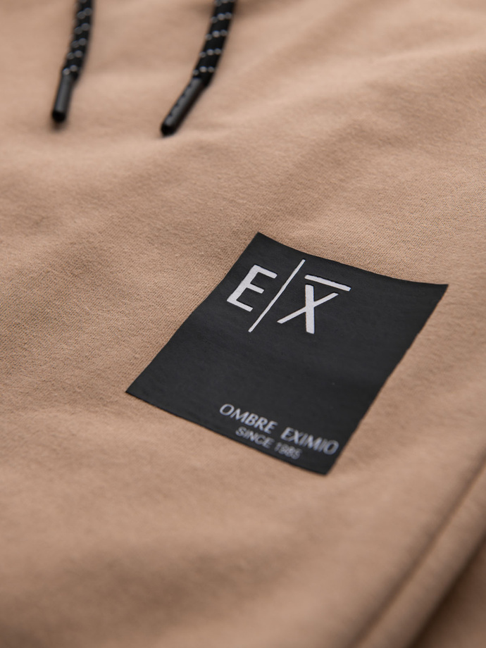 Komplet dresowy męski bluza z kapturem + spodnie dresowe - brązowy V3 Z107