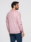 Męski melanżowy longsleeve polo z haftem – różowy melanż V2 OM-POLS-0129