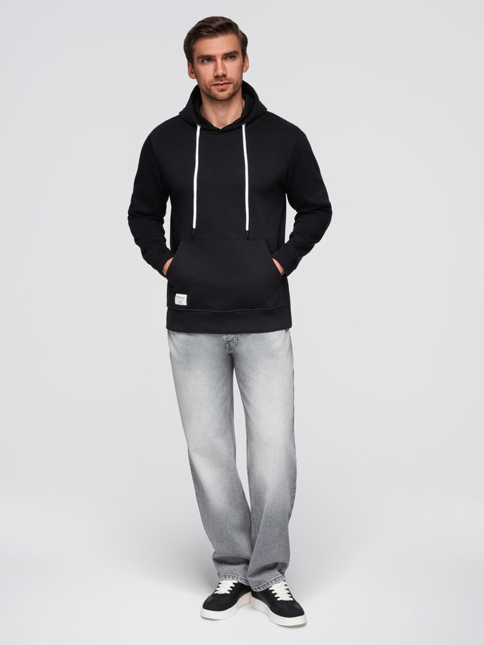 Bluza męska dresowa BASIC kangurka z kapturem - czarna V5 B1674