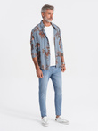 Spodnie męskie jeansowe CARROT FIT - jasnoniebieskie V2 OM-PADP-0117