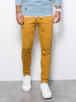 Spodnie męskie dresowe bez ściągacza na nogawce - musztardowe V3 P946