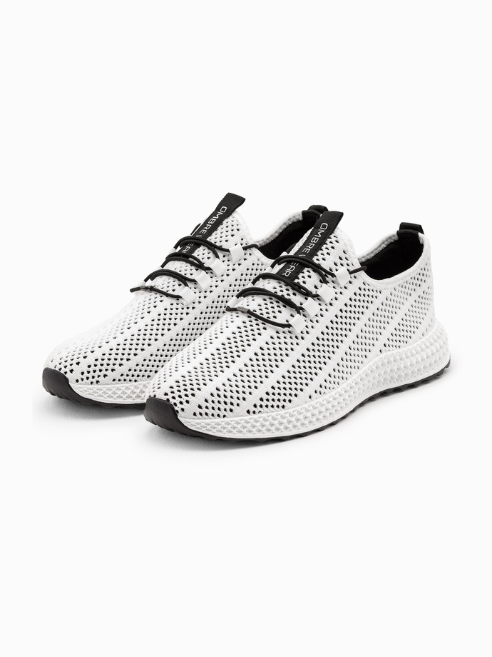 Buty męskie wsuwane sneakersy z siateczki - białe V7 OM-FOKS-0117