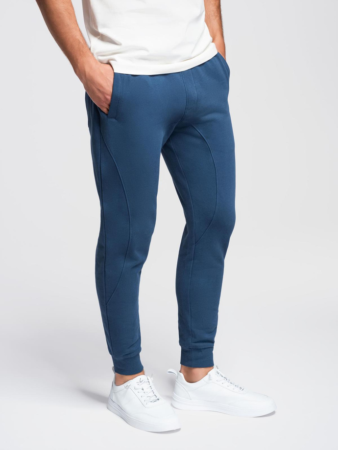 Spodnie męskie dresowe typu jogger - granatowe V4 OM-PABS-0173