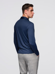 Polo koszulka z długim rękawem zapinana na eleganckie, brandowane guziki – granatowa V3 OM-POLS-0139