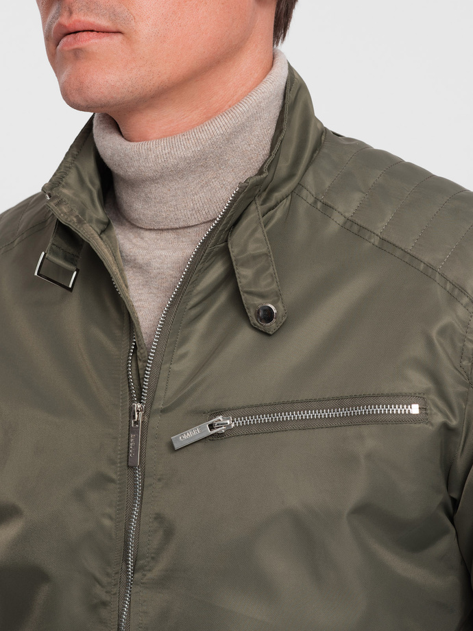 Kurtka męska biker - khaki V1 C605