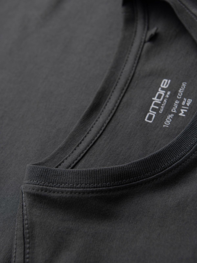 Męski klasyczny bawełniany T-shirt BASIC - grafitowy V15 OM-TSBS-0236