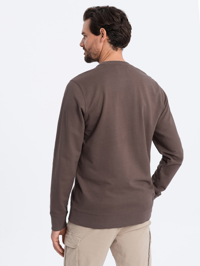 Bluza męska bez kaptura z przeszyciami - kawowa V9 B1278