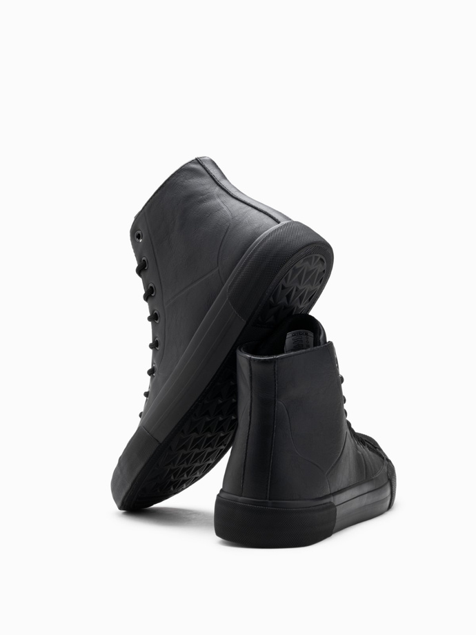 Wysokie buty trampki męskie z gumowym noskiem – czarne V6 OM-FOSH-0138