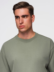 Męski t-shirt bawełniany LOOSE FIT z okrągłym dekoltem – khaki V8 OM-TSBC-0234