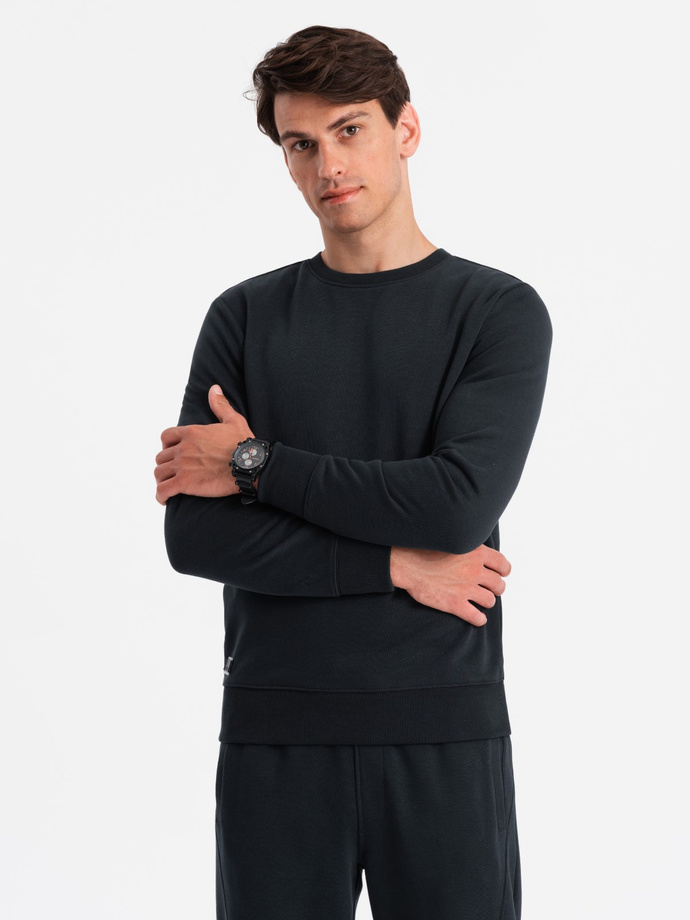 Bawełniany męski dresowy komplet BASIC bluza nierozpinana + joggery – czarny V9 Z84