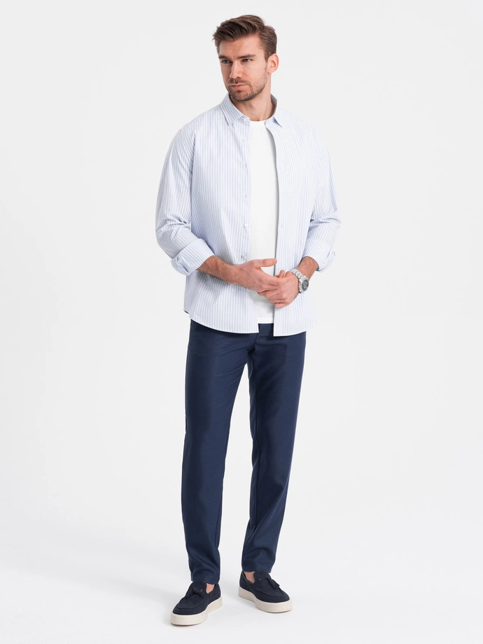 Spodnie męskie klasyczne chino SLIM FIT - granatowe V1 OM-PACP-0182