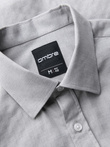 Koszula męska SLIM FIT z ozdobnej tkaniny z kieszonką – szara V2 OM-SHCS-0174