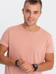 T-shirt męski bawełniany BASIC - różowy V9 S1370