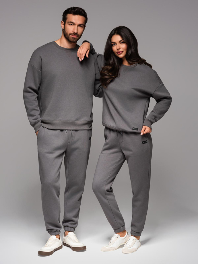 Dresowa klasyczna bluza unisex z okrągłym dekoltem – szara V18 OU-SNBC-0104
