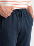 Bawełniane męskie spodnie dresowe joggery BASIC – granatowe V1 OM-PABS-0174