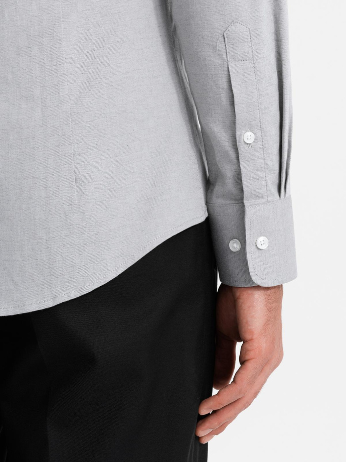 Męska koszula SLIM FIT z ozdobnej tkaniny – szara V2 OM-SHCS-0175