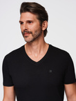 Męski T-shirt V-NECK z elastanem - czarny V3 OM-TSCT-0106