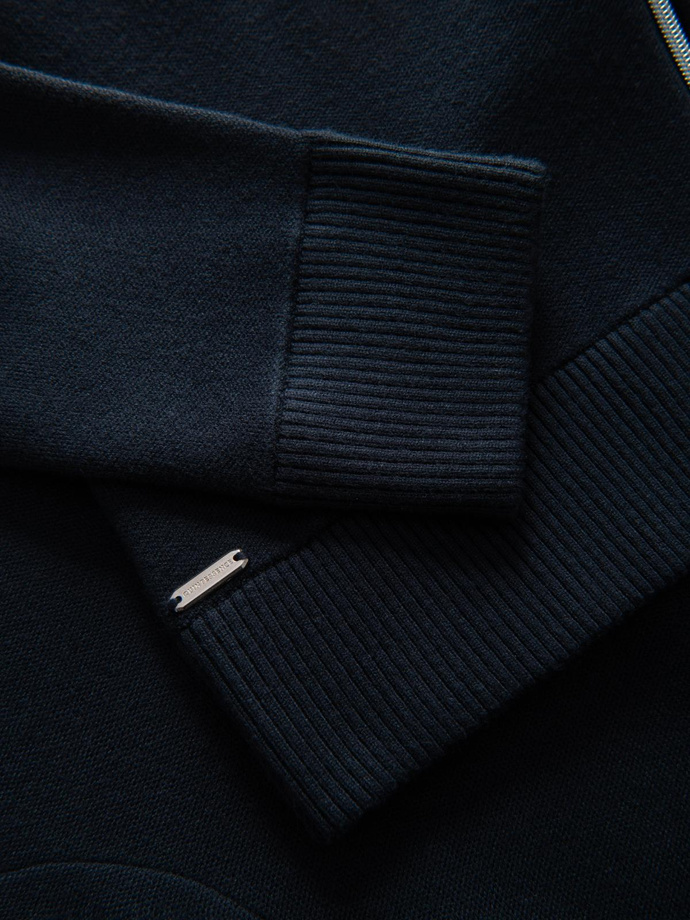 Sweter męski gładki na zamek  – granatowy V1 OM-SWZS-0146