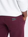 Męskie dresowe spodnie bawełniane joggery BASIC – bordowe V3 OM-PABS-0174