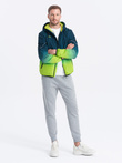Sportowa kurtka męska ombre z odblaskami i polarową podszewką – turkusowo-limonkowa V1 OM-JANP-0105