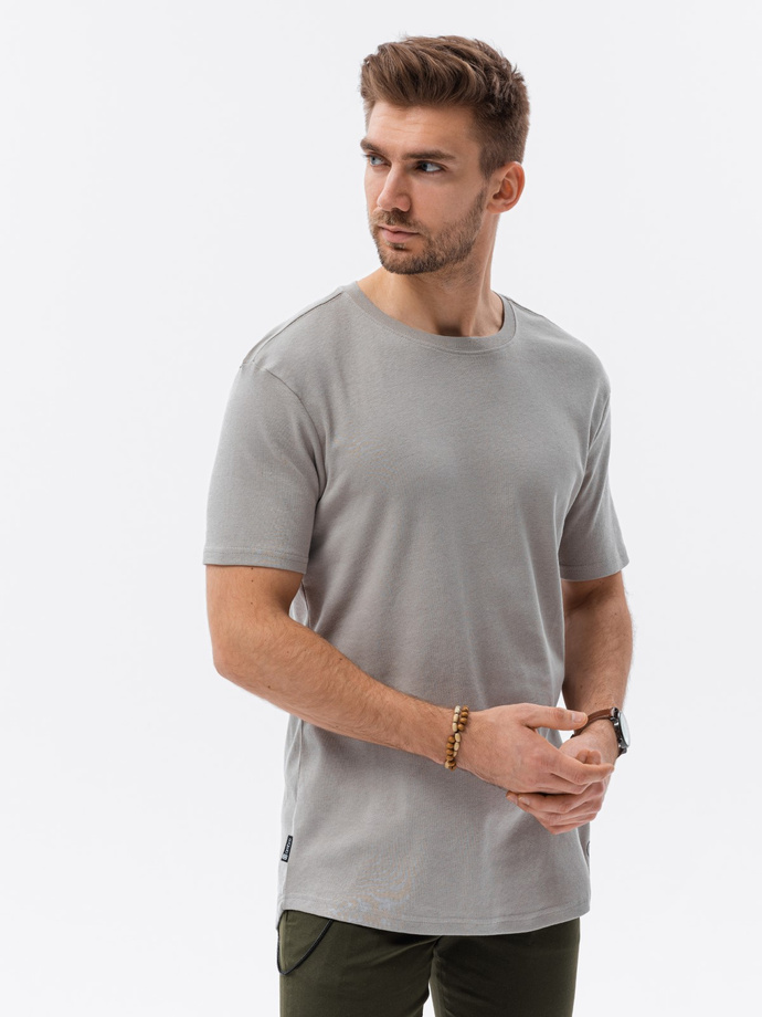 T-shirt męski bawełniany z nadrukiem - popielaty V3 S1387