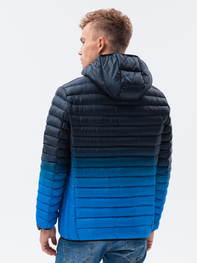 Kurtka męska pikowana z efektem ombre - granatowa V1 C319
