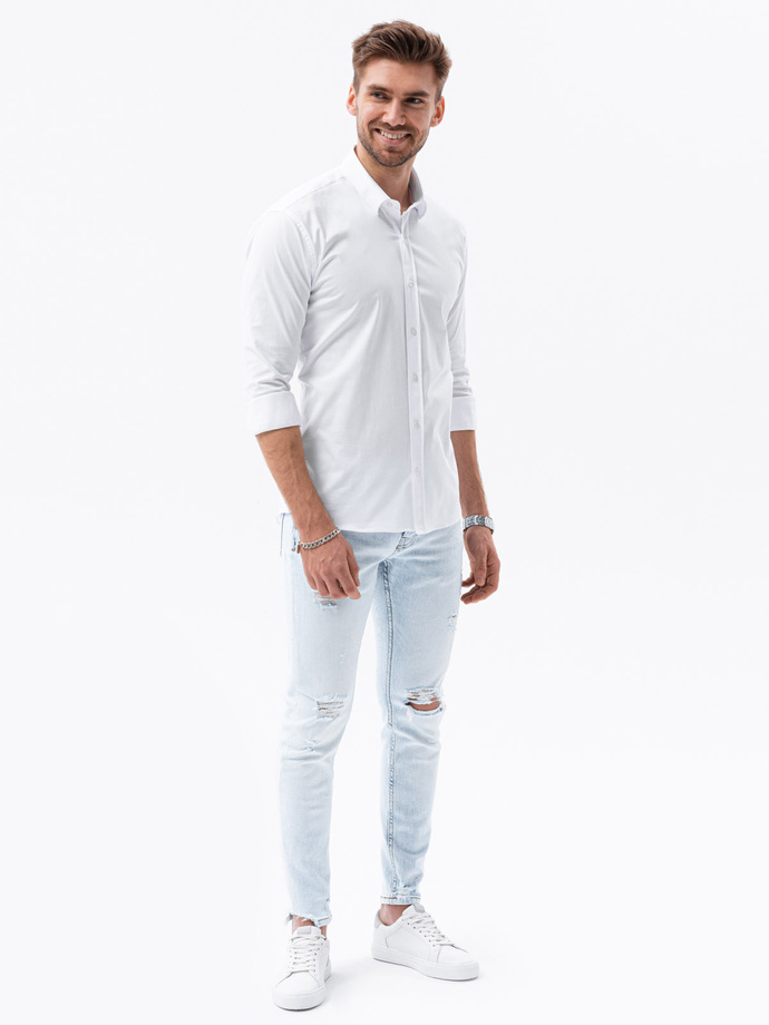 Koszula męska z długim rękawem SLIM FIT - biała K504