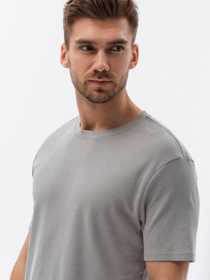 T-shirt męski bawełniany z nadrukiem - popielaty V3 S1387