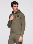 Męski komplet dresowy bluza z kapturem + spodnie dresowe - oliwkowy V4 Z107 