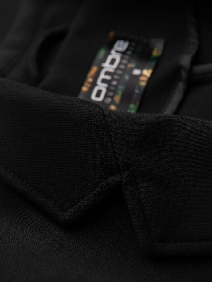 Marynarka męska SLIM z dzianiny o subtelnej strukturze – czarna V2 OM-BLZB-0101