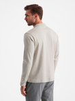 Longsleeve męski z zapinanym na zamek kołnierzykiem polo – popielaty V2 OM-POLS-0130