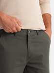 Jednolite męskie spodnie chino SLIM FIT – khaki V3 OM-PACP-0183